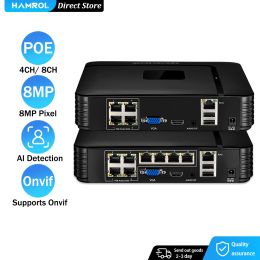 Recorder Ultra HD 4K 8MP POE NVR 5MP IP Camera H.265 CCTV System ONVIF 48V POE Video Recorder 4CH/8CH Xmeye P2P Surveillance Camera RTSP