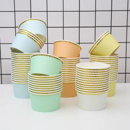 Disposable Cups Straws 10pcs Colour Round Packaging Food Container Dessert Birthday Party Wedding Favours Cake Pudding Jelly Paper