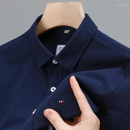 Men's Casual Shirts Designer Brand Cotton Shirt Lapel Embroid Pocket Short Sleeve 2024Summer Korean Business Menswear Top