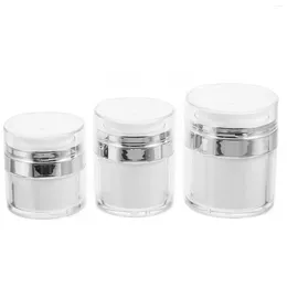 Storage Bottles 3 Pcs Vacuum Cream Jar Portable Toiletry Sample Clear Makeup Case Foundation Creams Sub Acrylic Travel Containers