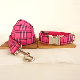 Dog Collars Collar And Leash Set With Bow Tie Pretty Red Plaid Big Small Dog&Cat Pet Accessories