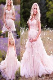 Pregnant Mother Wear Wedding Dresses Sweetheart Appliques Organza Plus Size Wedding Gowns Sweep Train Layers New Fashion Pink Brid7610705