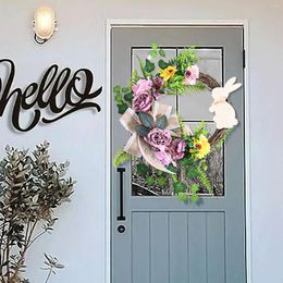 Decorative Flowers Simulation Wooden Party Christmas Decorations Pendant Door Hanging Large Valentines Wreath