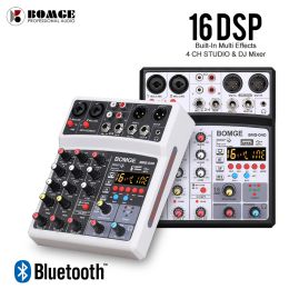 Equipment Bomge Bmg04d 4 Channel Sound Audio Mixer Card Interface Usb with 16 Dsp Effects for Home Recording, Live Streaming, Karaoke