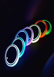 1Pc USB Charging Car LED Cup Holder Water Bottom Mat RGB Light Decor Cover Luminous Trim Lamp Ornament Coaster Accessories7590500