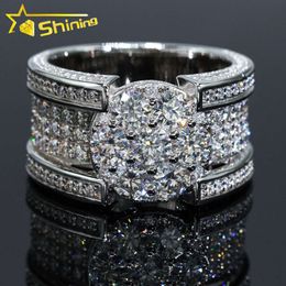 Hip Hop Style Fashion Jewellery 18k Gold Plated Silver Rings Mens Moissanite Diamond Rings Pass Diamond Tester