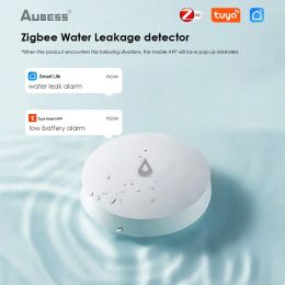 Detector Tuya Zigbee Water Sensor Smart Life APP Water Leakage Monitoring Flood Immersion Sensor Work With Zigbee Automation Tap Valve