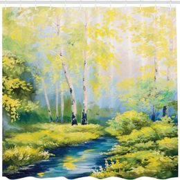 Shower Curtains Fashion Curtain Forest In Spring Time Fresh Colorful Leaf Pattern With Hooks Tarpaulin Bathroom Decoration