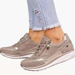 Casual Shoes Women Sports Sneakers Ladies Fashion Wedge Flat Zipper Lace Up Comfortable Female Vulcanised Walking