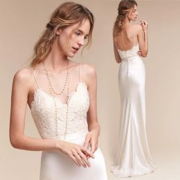 Dresses Beach Mermaid Foreign Trade Sling Lace Slim Long Travel dress White Dress Banquet Light Wedding Dresses