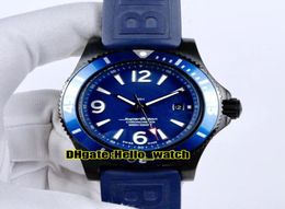 New Super Ocean Date PVD Black Steel Case M17368D71C1S1 Blue Dial Automatic Mens Watch Rubber Strap High Quality Gents Watches Hel8289436