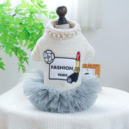 Dog Apparel 1PC Pet Clothing Autumn And Winter Thickened Warm Skirt Princess Cake Gauze Suitable For Small Medium Dogs