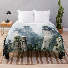 Blankets Floating Mountains Zhangjiajie National Forest Park Art Po Print Throw Blanket