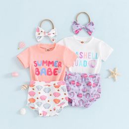 Clothing Sets CitgeeSummer Infant Baby Girls Shorts Outfits Letter Print Short Sleeve T-Shirt Pattern And Bow Heaband Clothes Set