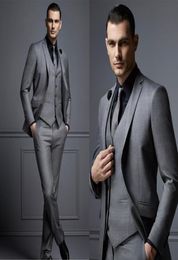 Fashion Grey Mens Suit Cheap Groom Suit Formal Man Suits For Men Slim Fit Groom Tuxedos For ManJacketVestPants DH60065711093