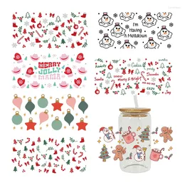 Window Stickers UV DTF Transfer Sticker Merry Christmas For The 16oz Libbey Glasses Wraps Bottles Cup Can DIY Waterproof Custom Decals D6836