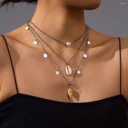 Pendant Necklaces Vacation Beach Style Shell Conch Hanging Multi Layered Tassel Women's Necklace