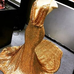 Dresses Cheapest Sparkly Sequins Prom Dresses Sexy Deep VNeck Sleeveless Backless Mermaid Party Dress 2018 Glamorous Dubai Celebrity Even