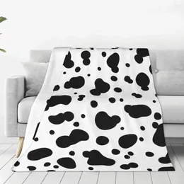 Blankets Black And White Cow Pattern Blanket Velvet Printed Multifunction Warm Throw For Sofa Bedroom Quilt