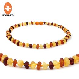 Necklaces Haohupo Raw Amber Necklace for Children Multicolor Baby Jewellery Certificate Baltic Natural Amber Beads Collar True Best Gifts