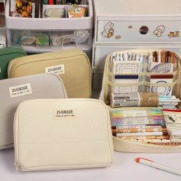 Bags 1 Pc Multifunctional Largecapacity Canvas Pencil Case Creative Storage Pencil Case Student Supplies Stationary