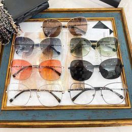 High quality fashionable luxury designer sunglasses New Xiangjia Glasses Chain 4274 Women's Metal Calfskin Knitted Mirror Legs Sunglasses UV Protection