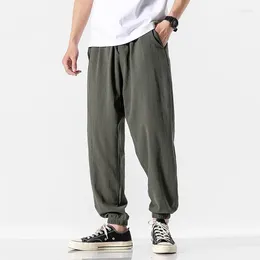 Men's Pants 2024 Long Trousers For Men Korean Style Trendy Brand Slim Fit Cotton Linen Casual Nine-point Loose Harem Sports Leggings