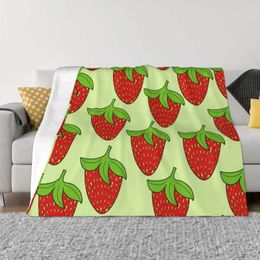 Blankets Strawberry Pink Cute Plaid Blanket Soft Plush Anti-pilling Flannel Throw For Bedding Sofa