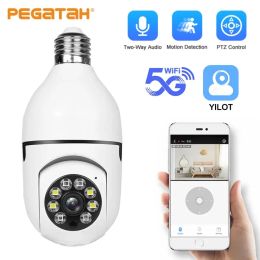 Cameras PEGATAH 5G Bulb E27 Surveillance Camera Full Color Night Vision Human Tracking Zoom Indoor Security Monitor Wifi Camera