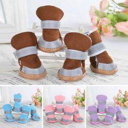 Dog Apparel 4pcs/set Anti Skid Rain Snow Boots Winter Reflective Pet Shoes Warm For Small Cats Puppy Dogs Socks Booties Care