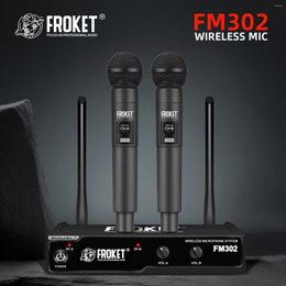 Microphones FROKET Wireless Handheld Microphone System Dual Channel With Receiver 200MHz-270MHz Digital Stage Performance