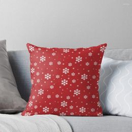 Pillow Christmas Snow Flakes On Red Throw Case S Home Decor Custom