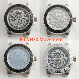 Kits 40mm NH70 Case NH70 dial green luminous hollow out dial Men's Watch Case Stainless Steel Case sapphire glass for nh70 Movement