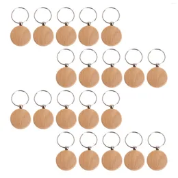 Kitchen Storage 20 Pcs Blank Wooden Keychain Personalised Round Engraving Key Diy Wood Keychains Tags Can Engrave Gifts