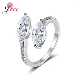 Cluster Rings Fashion Shining Zirconia Adjustable Open Wedding Jewellery Gift For Women Creative 925 Sterling Silver Finger Ring