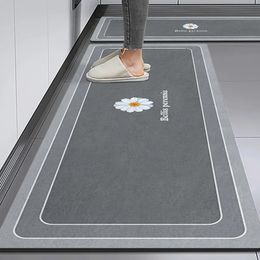 Modern Kitchen Long Carpet Home Decor Fashion Simple Nordic Style Floor Bathroom Doormat Washable AntiSlip Mat Rug 240329