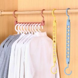 Hot Sale Multifunction Magic Clothes Hanger Practical Closet Clothes Organizer 3D Space Saving Space PP 9 Hole Magic Hangers