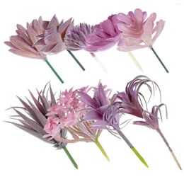 Decorative Flowers 9 Pcs Simulated Succulents Artificial Plants Plastic Faux Adornments Flower Arrangement Fake Small Decor