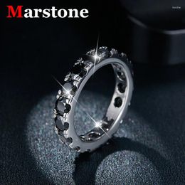 Cluster Rings 4mm Full Black Moissanite Diamond Women Men 925 Silver Plated Gold Hip-hop Fashion Ring Fine Jewerly For Couple