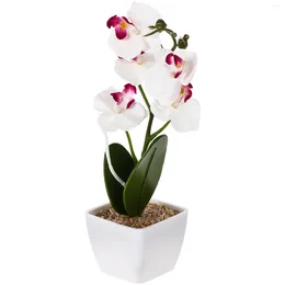 Decorative Flowers Faux Orchid Arrangement Artificial Flower Phalaenopsis Wedding Table Decorations Pot