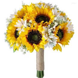 Decorative Flowers JFBL Artificial Sunflower Bridal Wedding Bouquet Romantic Handmade Holding Flower Fake Confession Party Church