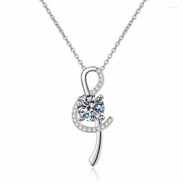 Pendants XL116 Lefei Fashion Trendy Luxury Classic Moissanite Diamond-set Music Note Necklace Charms Women 925 Silver Party Jewellery Gifts