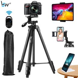 Monopods Camera Tripod for Ipad Pro & Mobile Phone 150cm Alloy Tripod Stand Lightweight Bluetooth Remote & Tablet Holder for Ebook