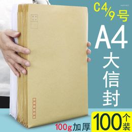 Gift Wrap 100pcs A4 Envelope Kraft Paper Large No. 9 Bag Thickened 100g Size Document Mailing Bags Card