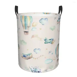 Laundry Bags Dirty Basket Sky Scene With Airplanes Folding Clothing Storage Bucket Toy Home Waterproof Organizer