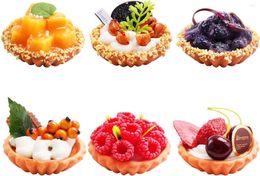 Decorative Flowers 6 Pack Artificial Food Egg Tart Models Realistic Simulated Fruit Dessert For Home Kitchen Decor Display Props Model