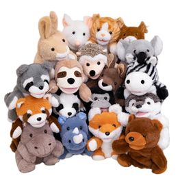 25cm Fun Forest Animal Collection Stuffed Toy Hand Puppet Raccoon Sloth Panda Rabbit Bear Husky Monkey Koala Stuffed Hand Puppet 240328