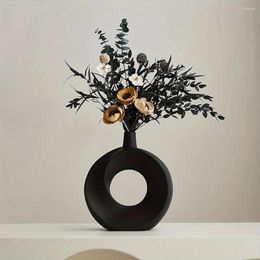 Vases Nordic Style Ceramic Donut Vase Modern Home Decoration Elegant Flower Container Simple Office LivingRoom Ornaments Table Decor