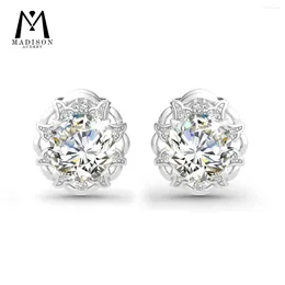 Stud Earrings Round Cut Moissanite 1CT D Colour VVS 925 Sterling Silver Anti-allergy For Women Luxury Jewellery Anniversary Gift