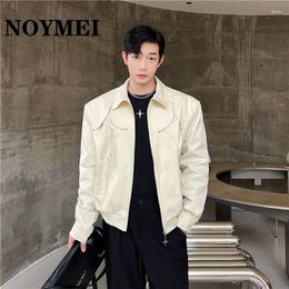 Men's Jackets NOYMEI Cutout Design Small Style Casual Loose Jacket 2024 Spring Korean Temperament Solid Colour Zipper Coat WA2865